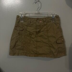Khaki Cargo Skirt Skort Utility Pockets Y2K Vintage Style (Girls 16R)